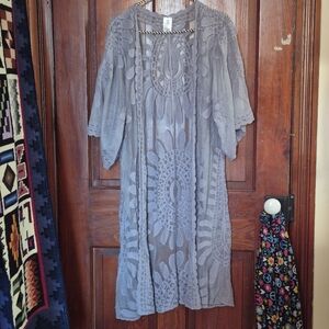 No Boundaries Bohemian Sheer Duster Juniors L-XL  Cottagecore Shawl